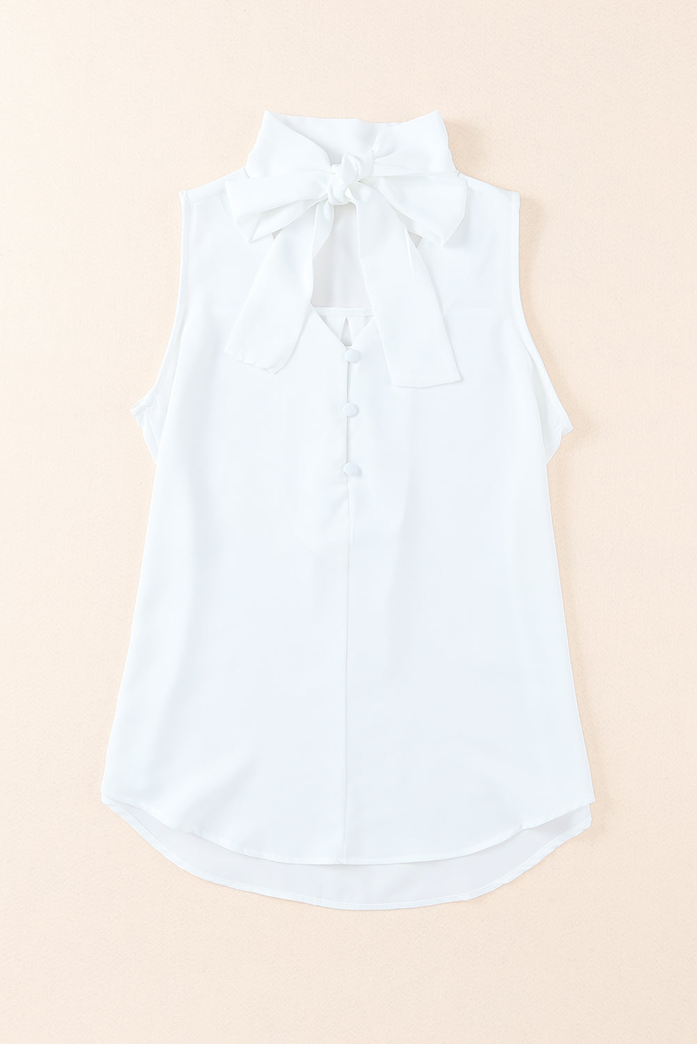Tie Neck Buttoned Curved Hem Tank  Shirts & Tops- Doll Fits
