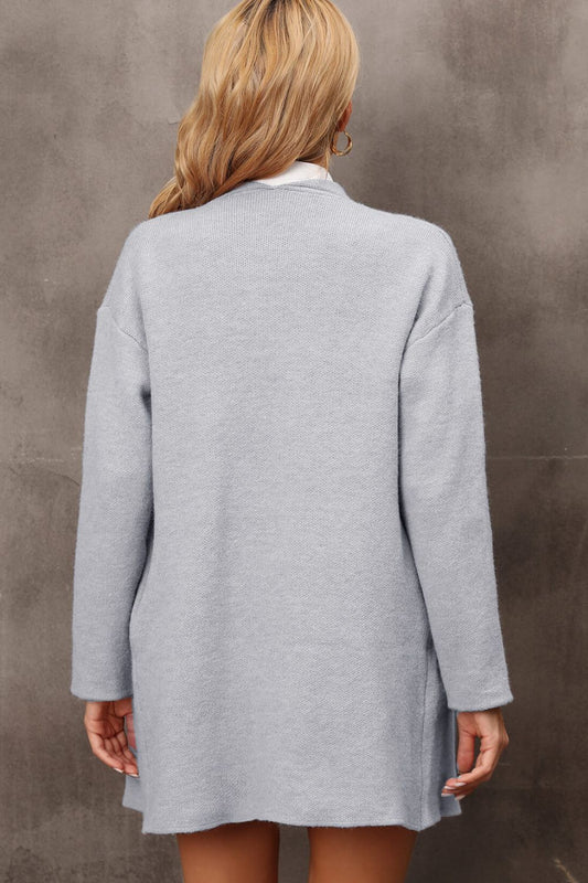Waterfall Collar Longline Cardigan with Side Pockets  Coats & Jackets- Doll Fits