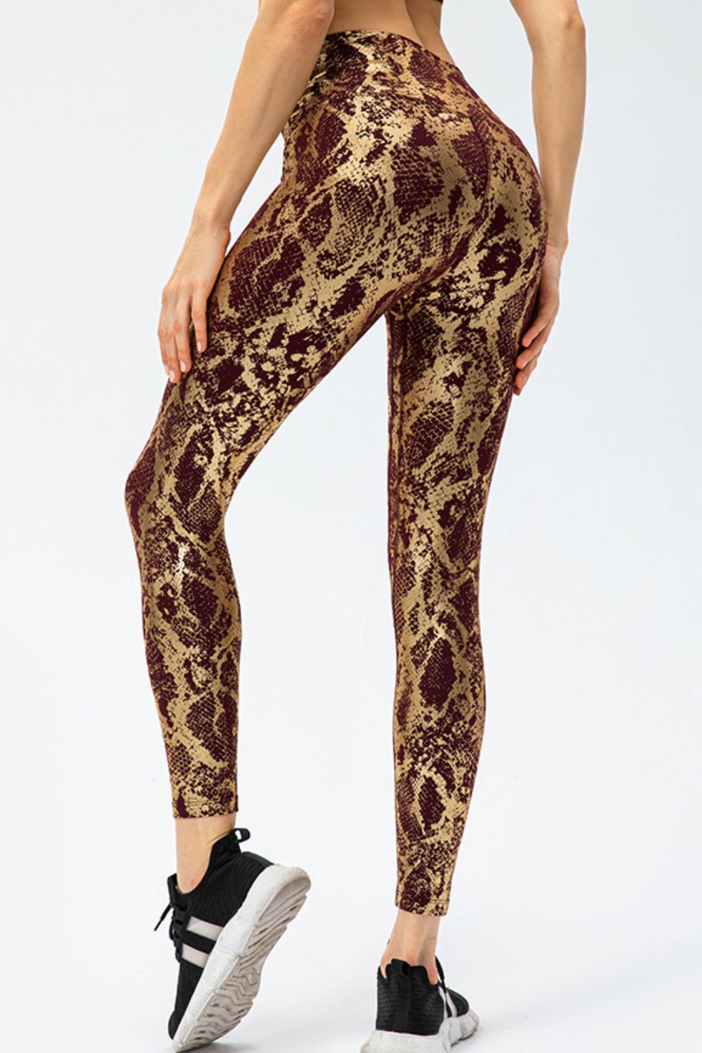 Animal Print Slim Fit Wide Waistband Long Sports Pants  - Doll Fits