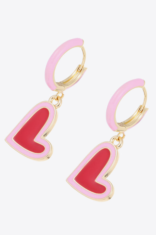 Contrast Heart-Shaped Drop Earrings  Earrings- Doll Fits