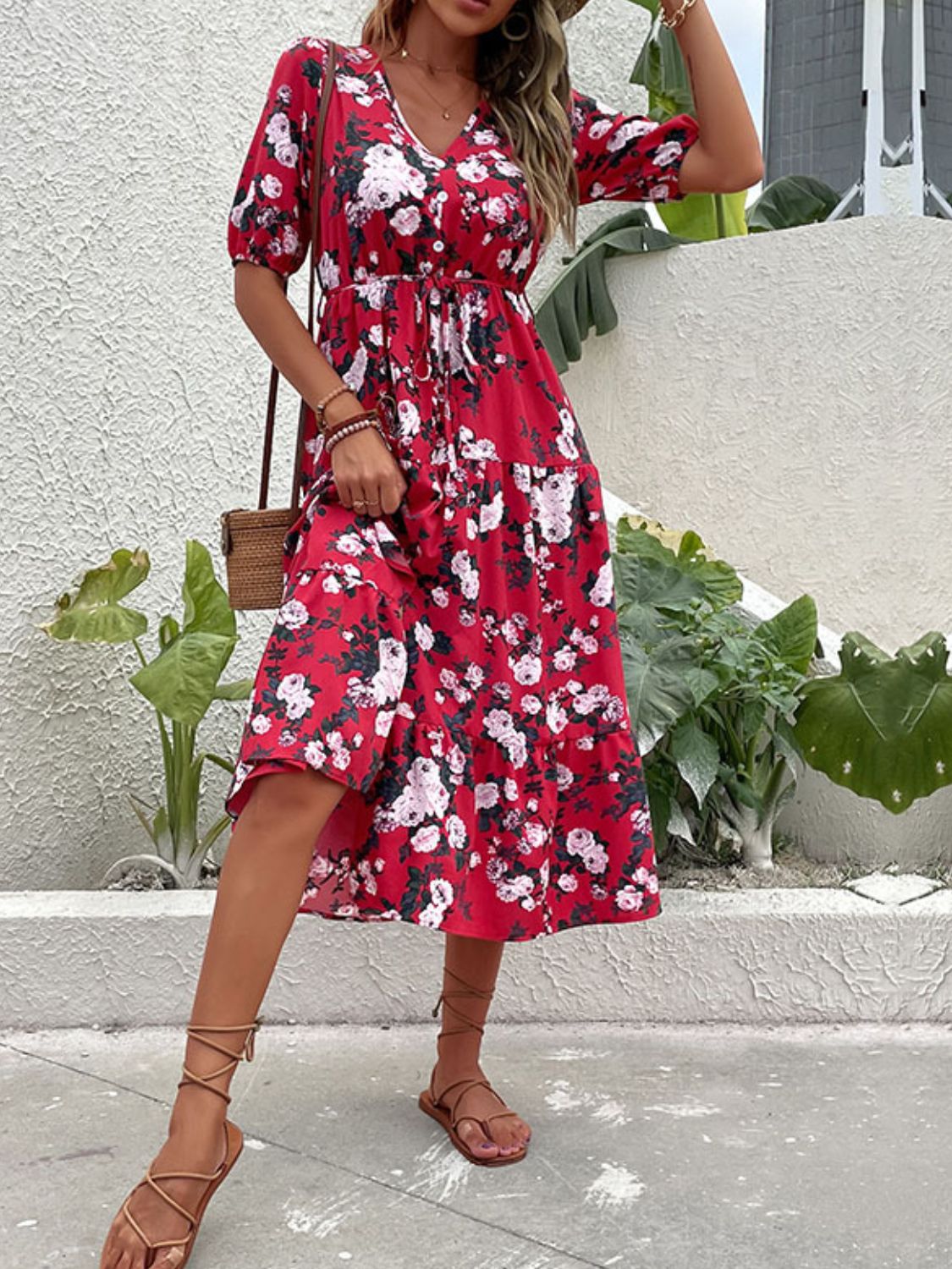 Floral Split Tie-Waist Dress  Dresses- Doll Fits