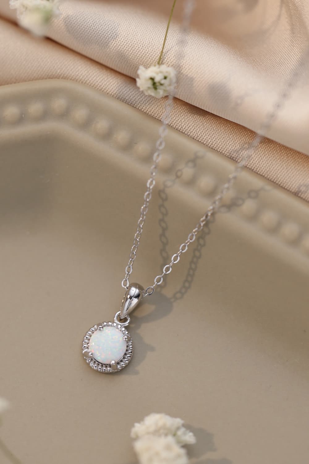 Opal Round Pendant Chain Necklace  Necklaces- Doll Fits