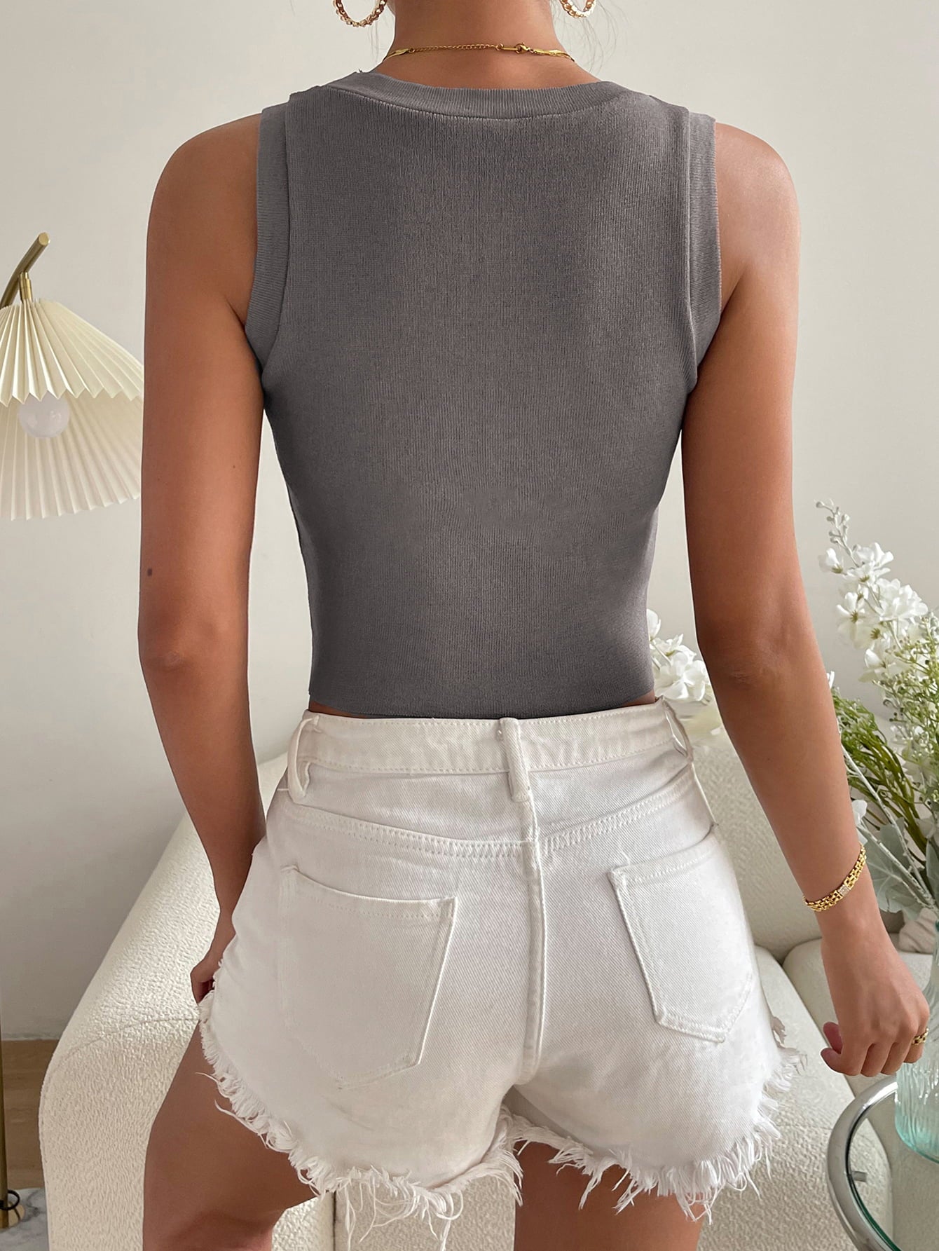 Round Neck Knit Tank  Shirts & Tops- Doll Fits