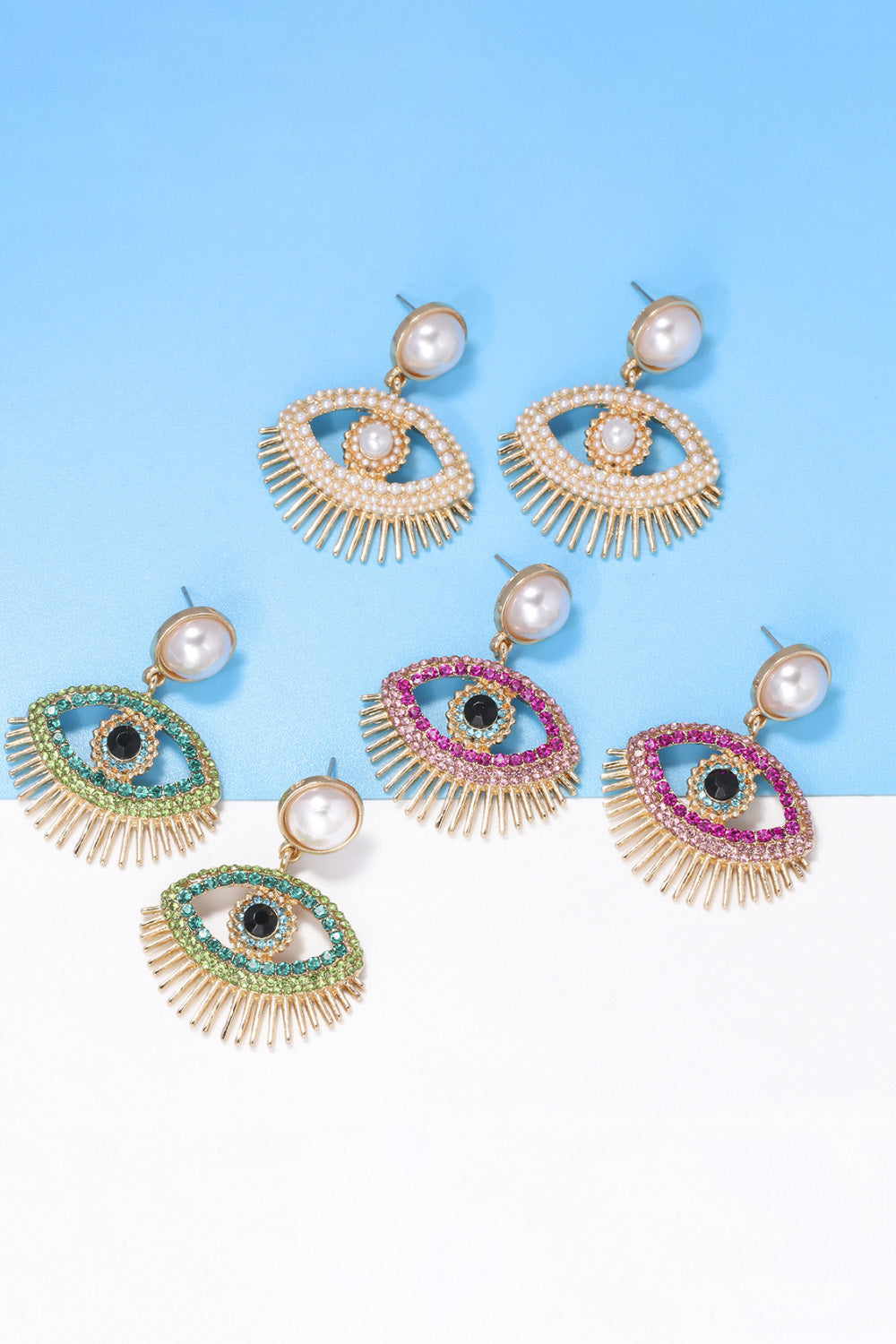 Evil Eye Shape Rhinestone Zinc Alloy Synthetic Dangle Earrings  Earrings- Doll Fits