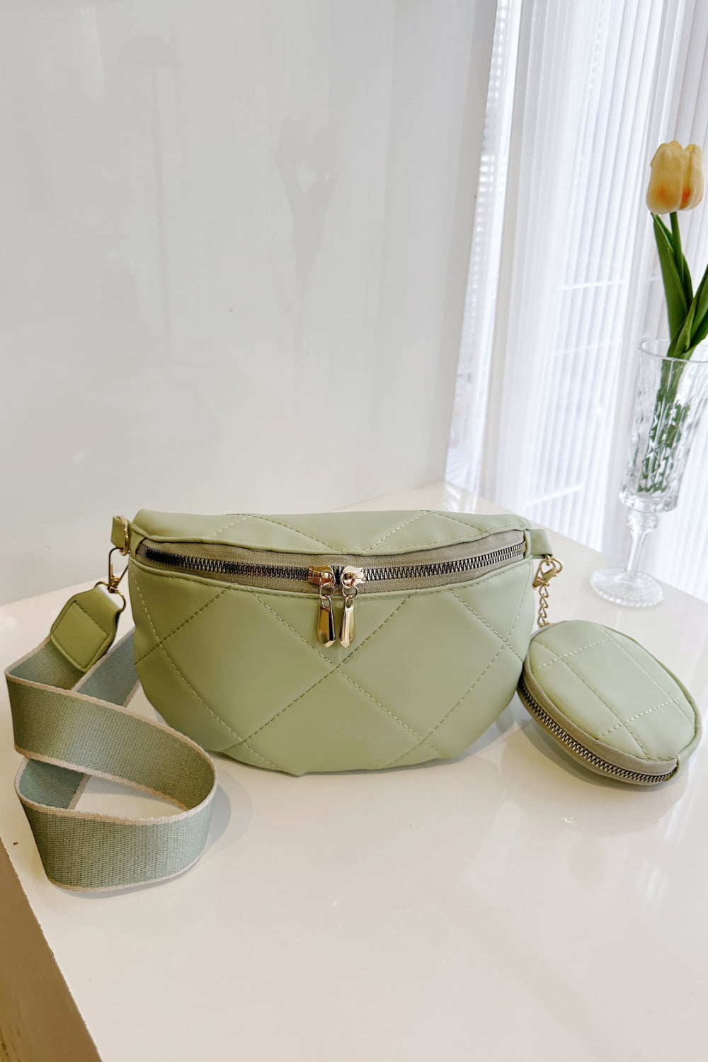 PU Leather Sling Bag with Small Purse  Handbags- Doll Fits