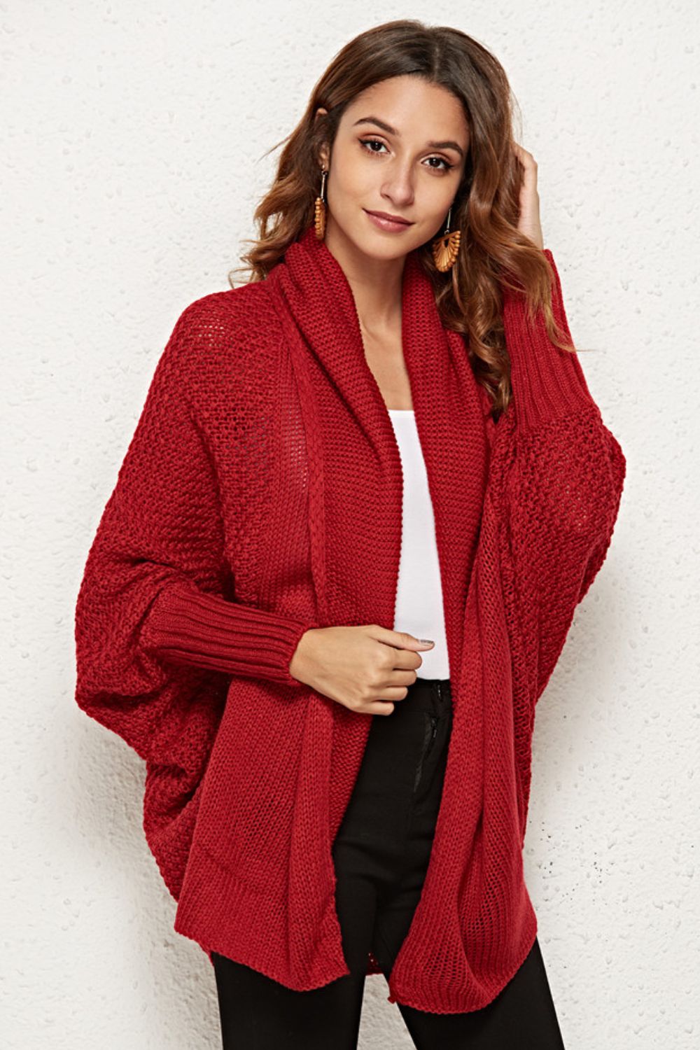 Open Front Dolman Sleeve Longline Cardigan  Shirts & Tops- Doll Fits