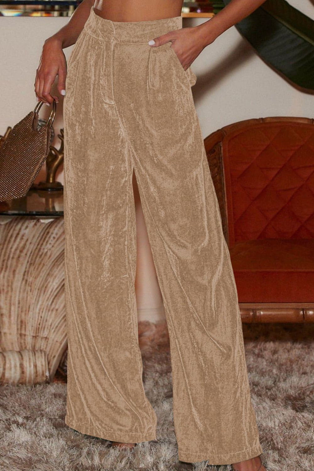 Loose Fit High Waist Long Pants with Pockets  - Doll Fits