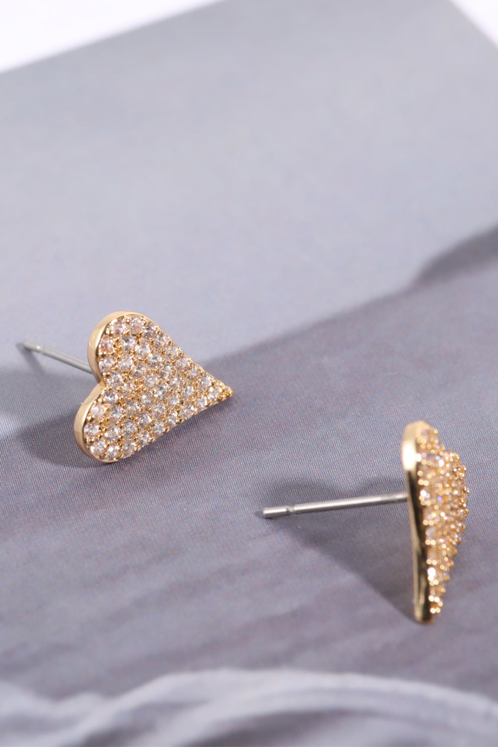 Zircon Decor Heart C-Hoop Drop Earrings  Earrings- Doll Fits