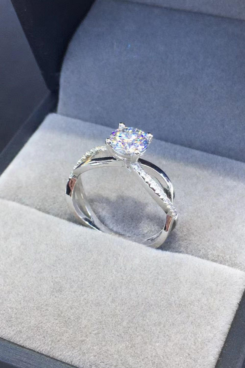 2 Carat Moissanite Crisscross 925 Sterling Silver Ring  Rings- Doll Fits