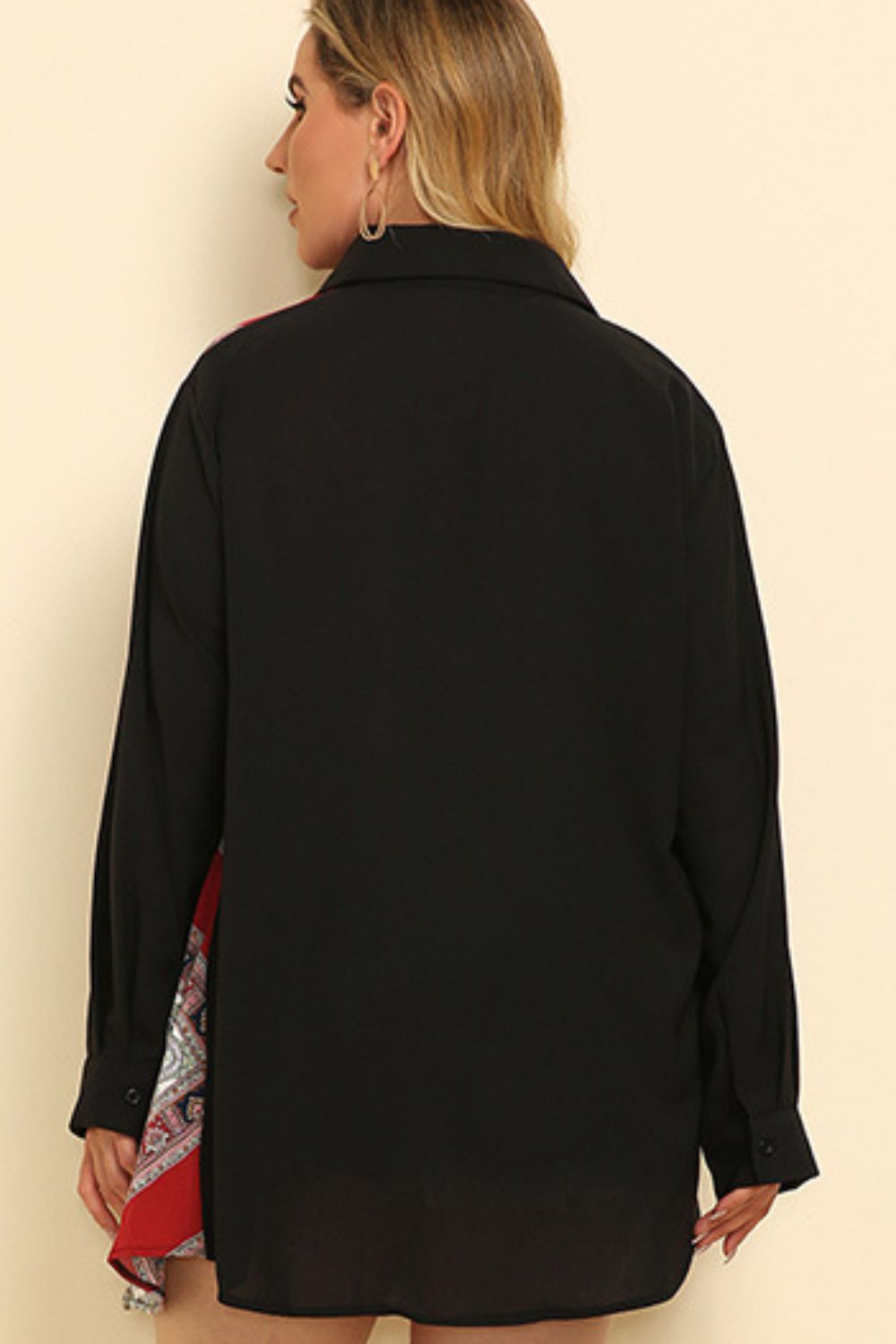 Plus Size Color Block Button Front Shirt  Shirts & Tops- Doll Fits