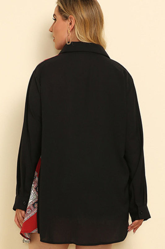 Plus Size Color Block Button Front Shirt  Shirts & Tops- Doll Fits