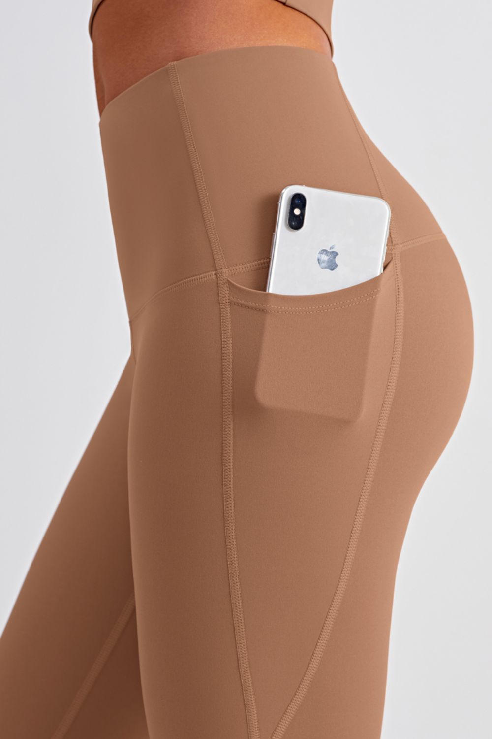Wide Waistband Sports Leggings with Side Pockets  - Doll Fits
