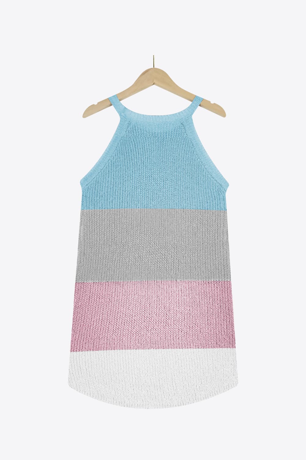 Color Block Round Neck Sleeveless Knit Top  Shirts & Tops- Doll Fits