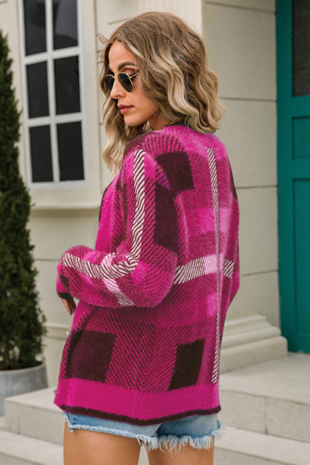 Striped Button-Front Fuzzy Cardigan  Coats & Jackets- Doll Fits