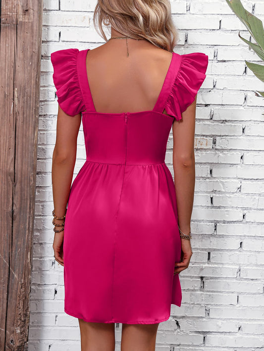 Square Neck Butterfly Sleeve A-Line Dress  Dresses- Doll Fits