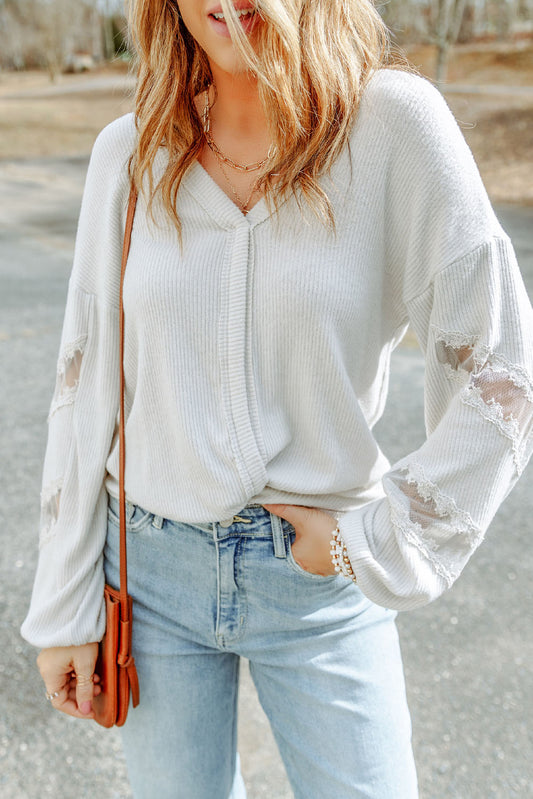 V-Neck Dropped Shoulder Blouse  - Doll Fits