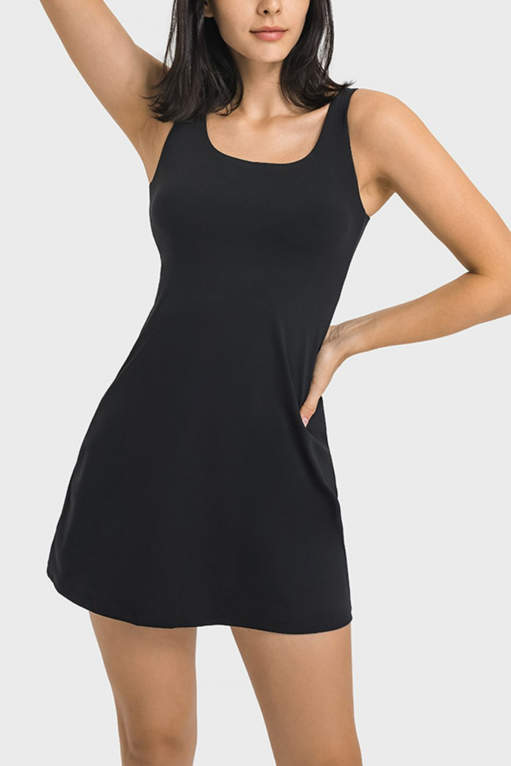 Square Neck Sports Tank Dress with Full Coverage Bottoms  Activewear- Doll Fits
