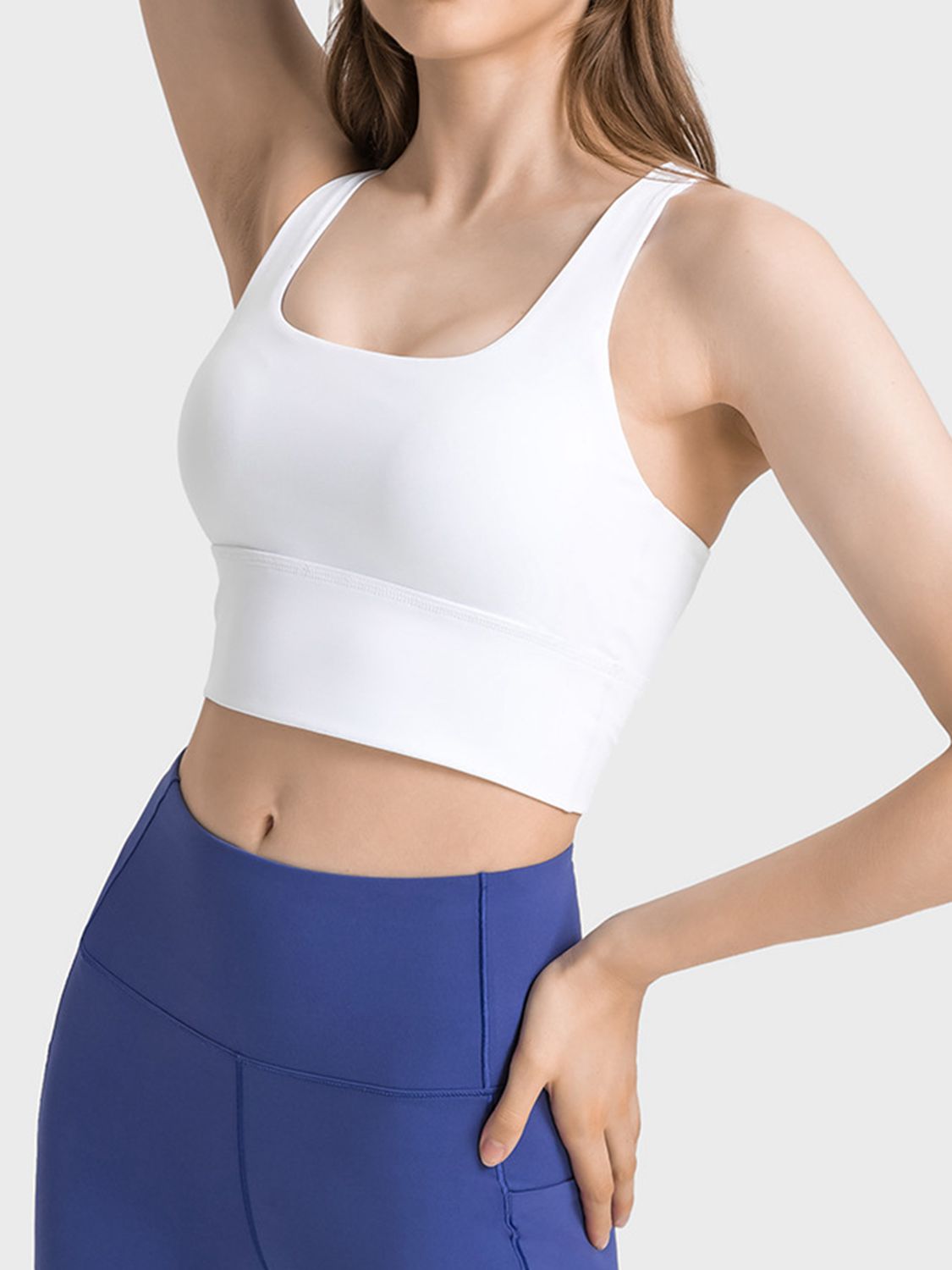 Scoop Neck Crisscross Straps Sports Bra  - Doll Fits