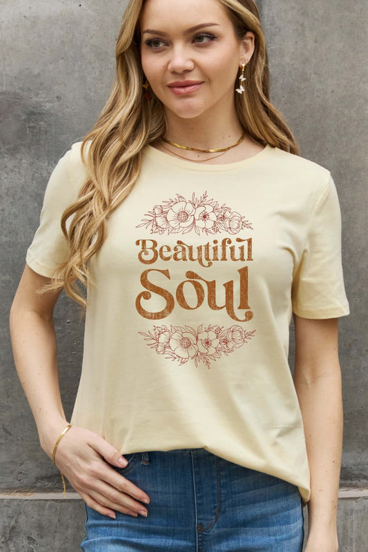 Simply Love Full Size BEAUTIFUL SOUL Graphic Cotton Tee  - Doll Fits