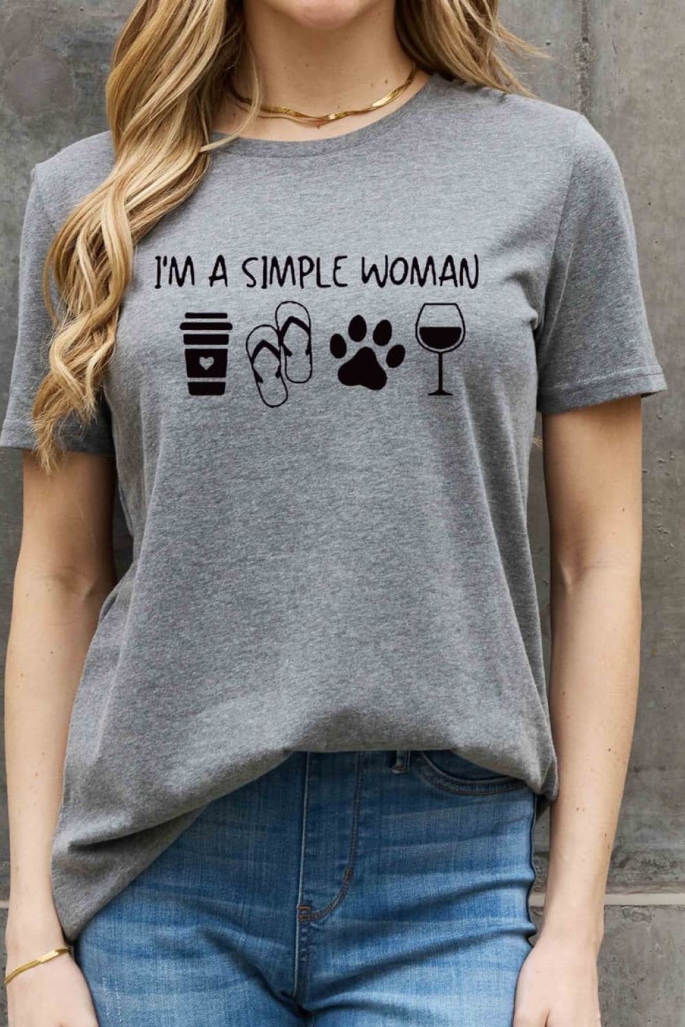Simply Love Full Size I'M A  SIMPLE WOMAN Graphic Cotton Tee  Shirts & Tops- Doll Fits