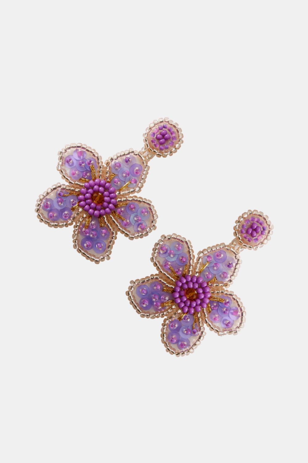Flower Shape Beaded Dangle Earrings  Earrings- Doll Fits