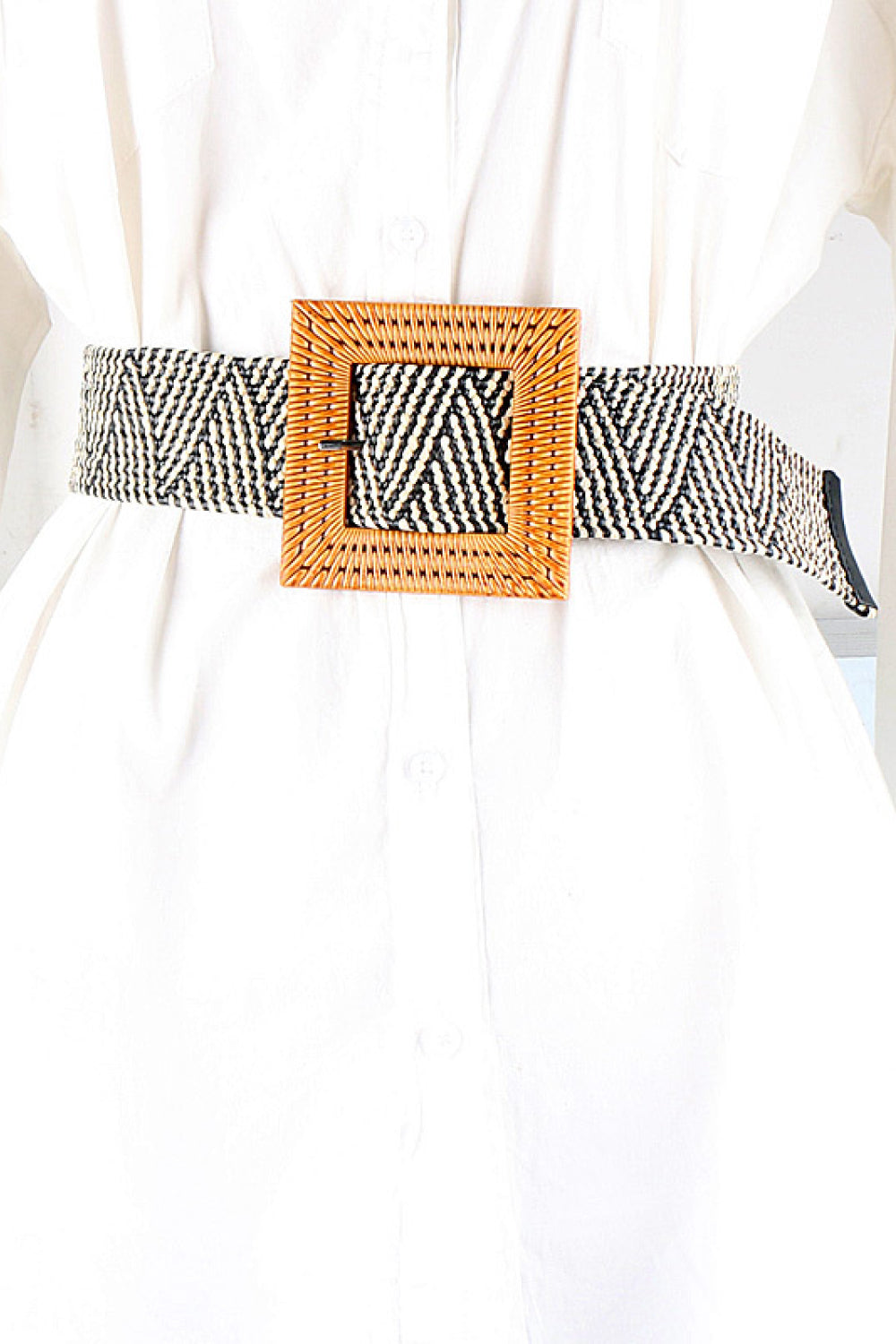 Square Buckle Elastic Braid Belt  Belts- Doll Fits