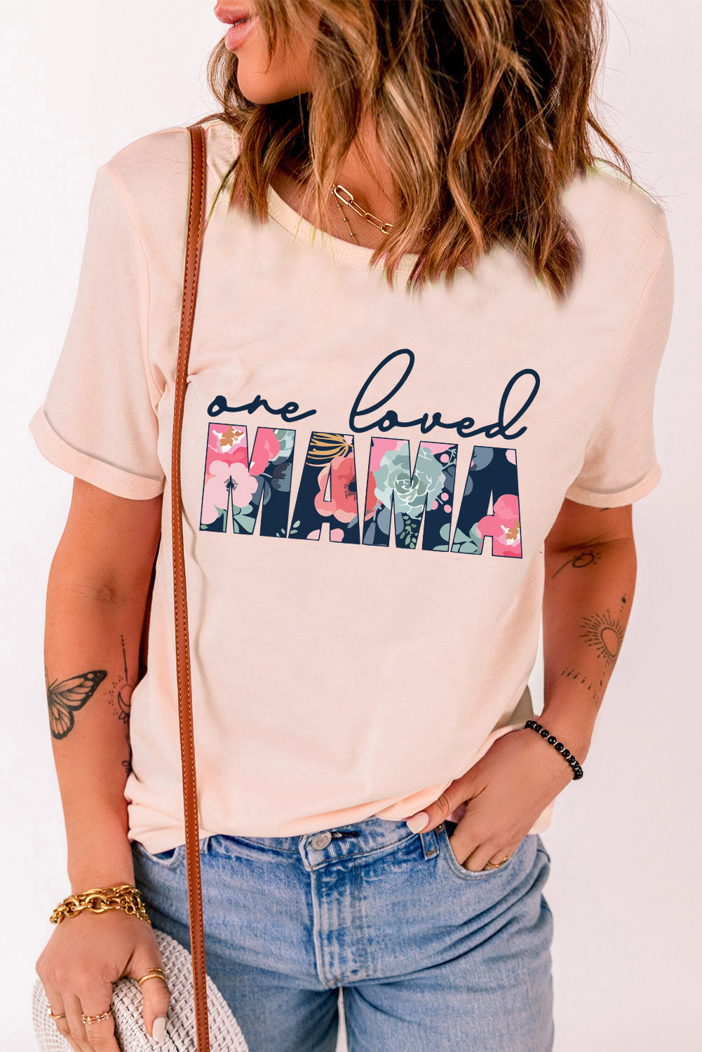 ONE LOVED MAMA Floral Graphic Tee  Shirts & Tops- Doll Fits