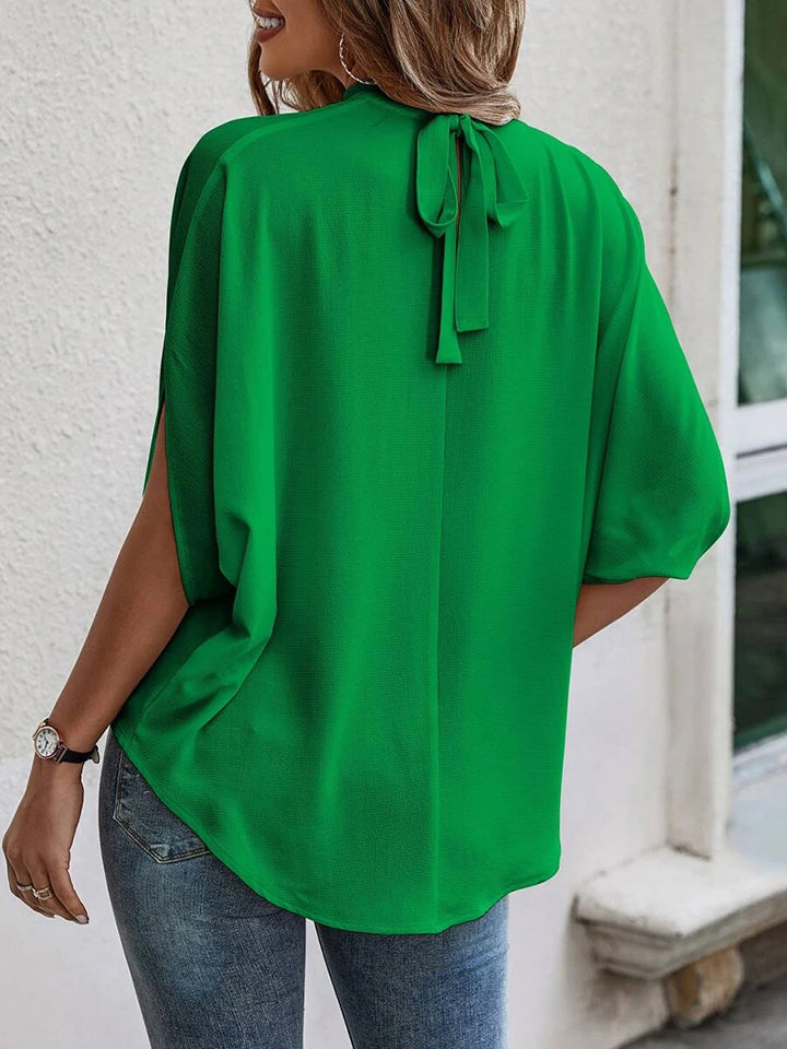 Round Neck Slit Sleeve Blouse  - Doll Fits