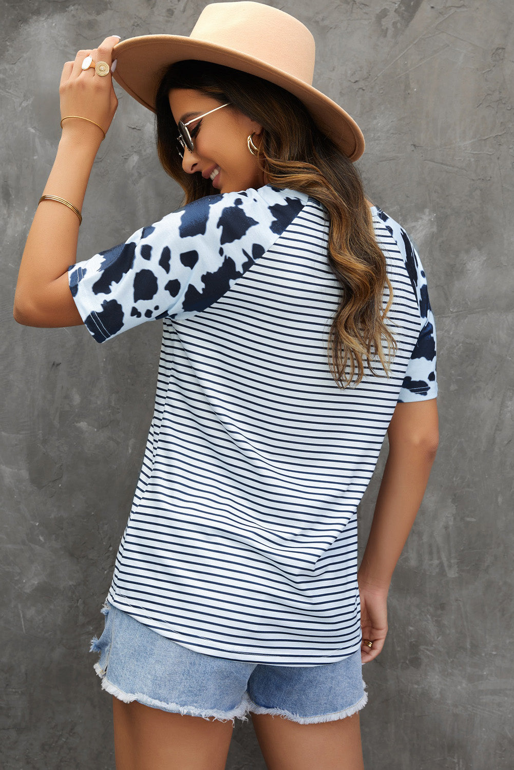 Mixed Print Sequin Pocket T-Shirt  Shirts & Tops- Doll Fits