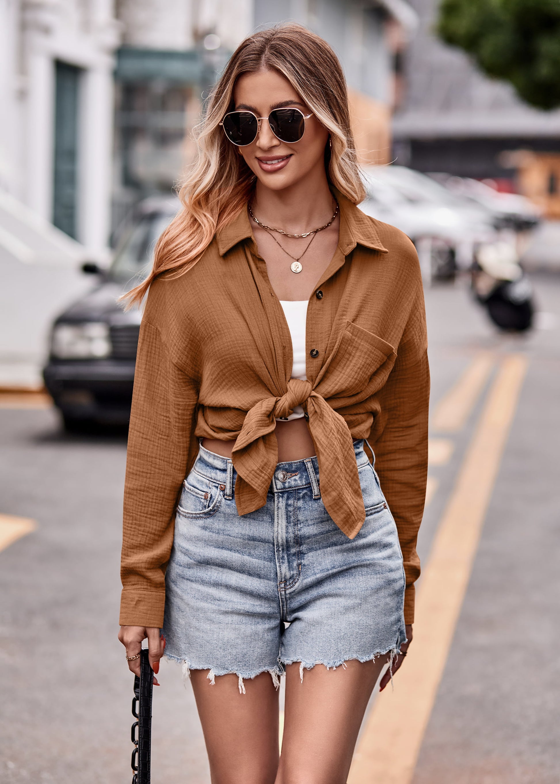 Textured Dropped Shoulder Longline Shirt  - Doll Fits