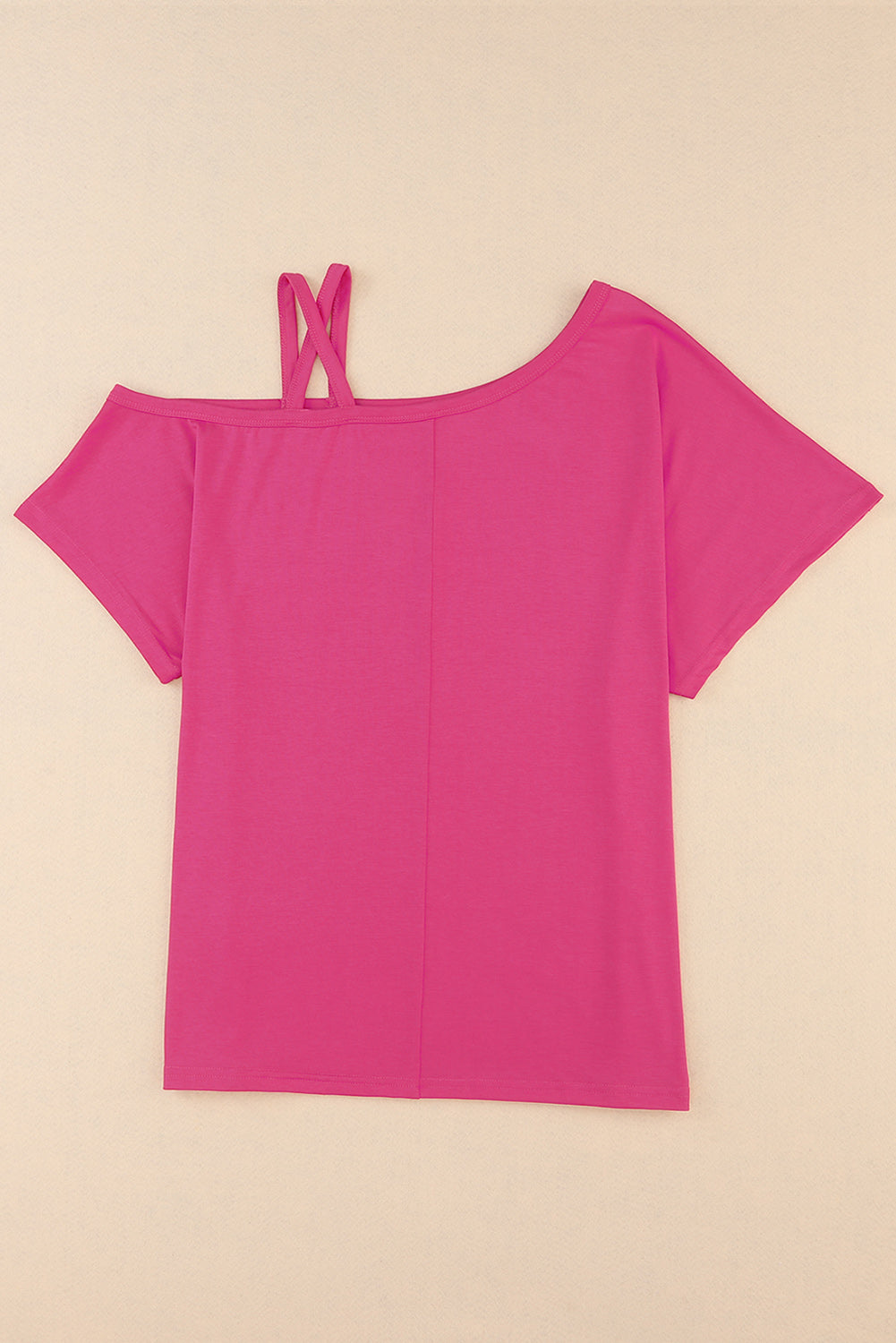 Crisscross Asymmetrical Neck Short Sleeve Top  Shirts & Tops- Doll Fits