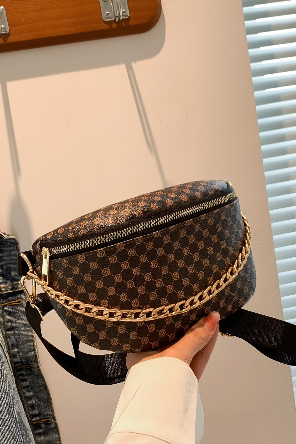 Printed PU Leather Sling Bag  - Doll Fits