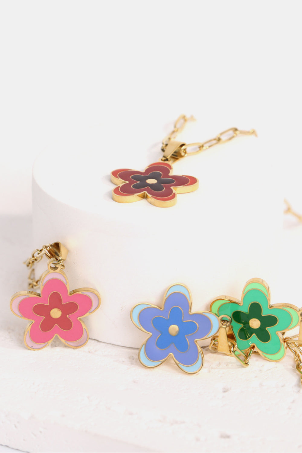 Flower Pendant Stainless Steel Necklace  Necklaces- Doll Fits