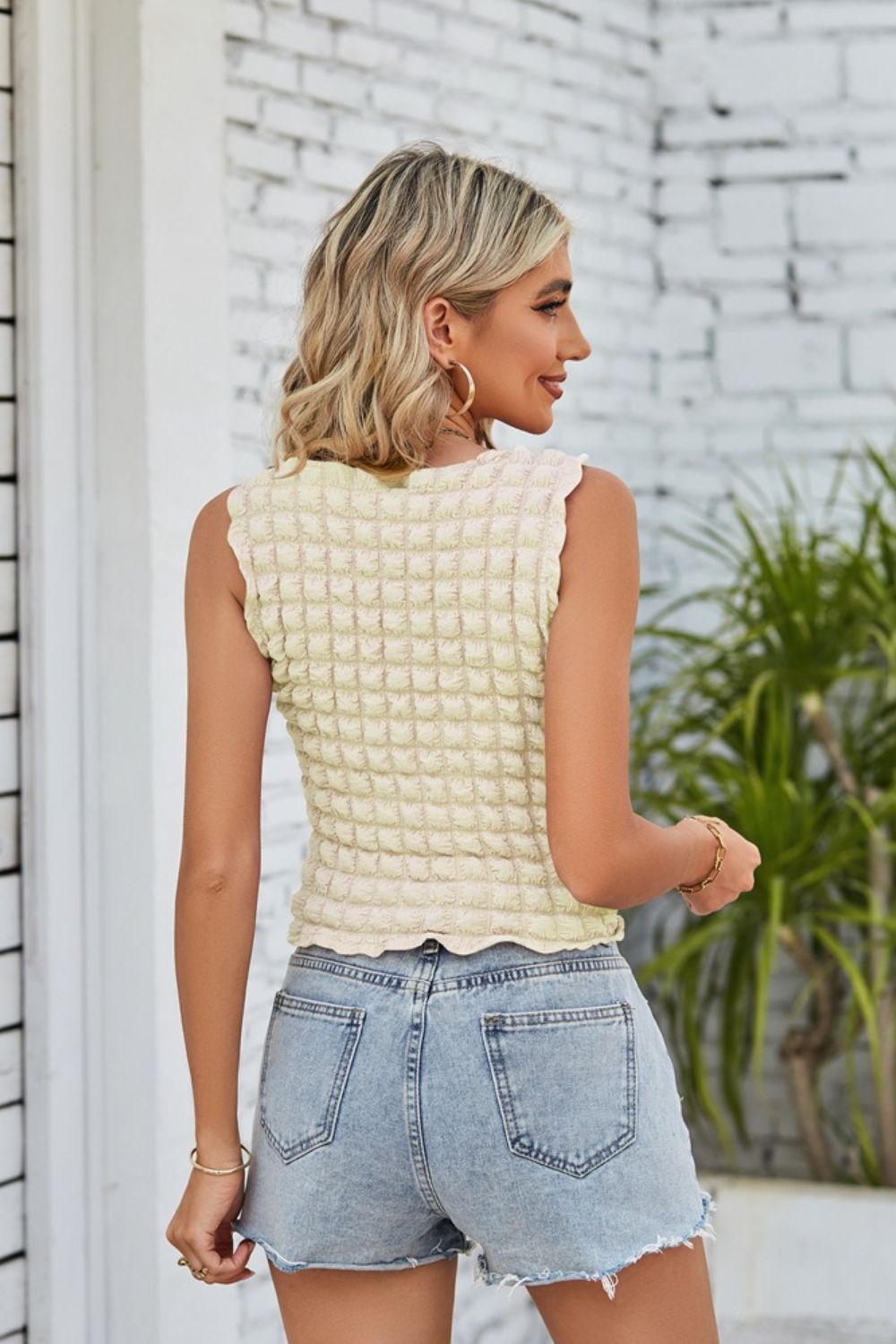 Textured Round Neck Tank  Shirts & Tops- Doll Fits