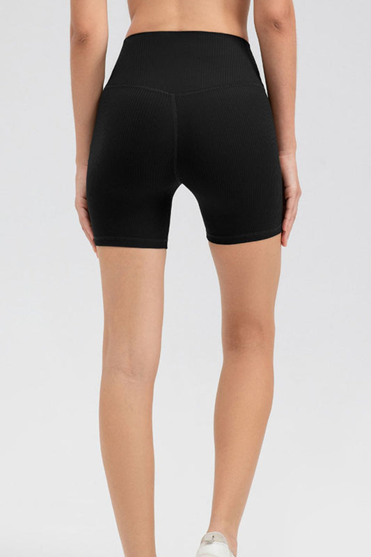 Wide Waistband Slim Fit Sports Shorts  Activewear- Doll Fits