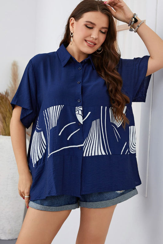 Plus Size Printed Flutter Sleeve Shirt  Shirts & Tops- Doll Fits