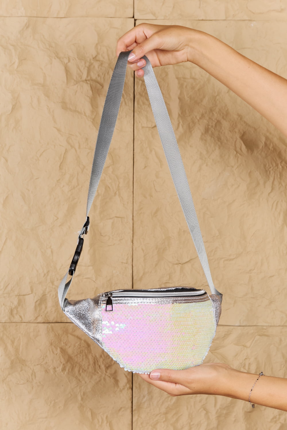 Fame Festival Baby Sequin Front Single Zipper Fanny Pack  - Doll Fits