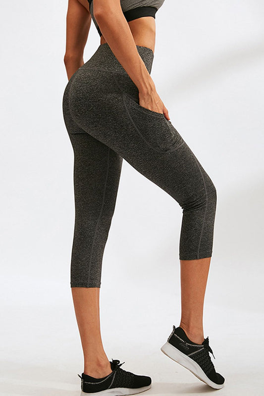 Slim Fit Wide Waistband Active Leggings with Pockets  - Doll Fits