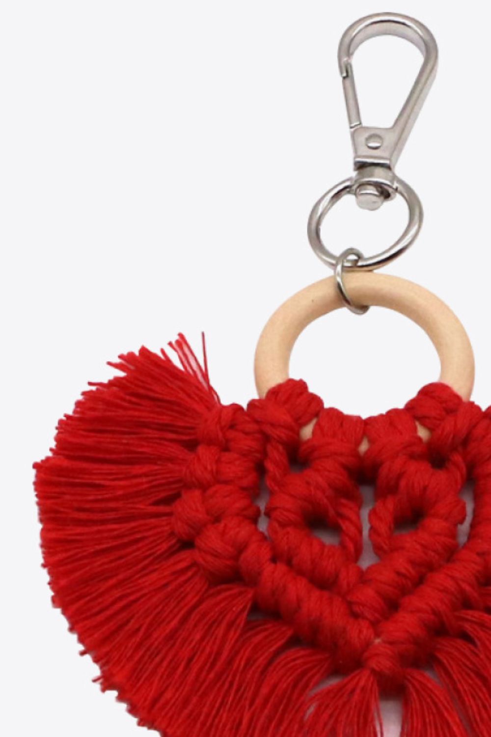 Assorted 4-Pack Heart-Shaped Macrame Fringe Keychain  Keychains- Doll Fits