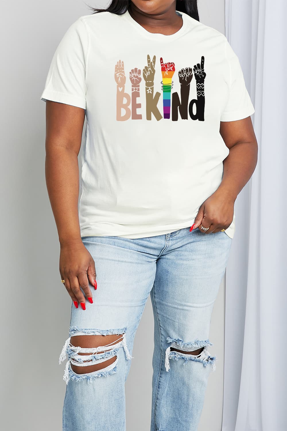 Simply Love Full Size BE KIND Graphic Cotton Tee  Shirts & Tops- Doll Fits