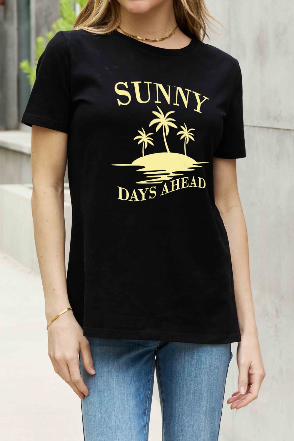 Simply Love Full Size SUNNY DAYS AHEAD Graphic Cotton Tee  Shirts & Tops- Doll Fits