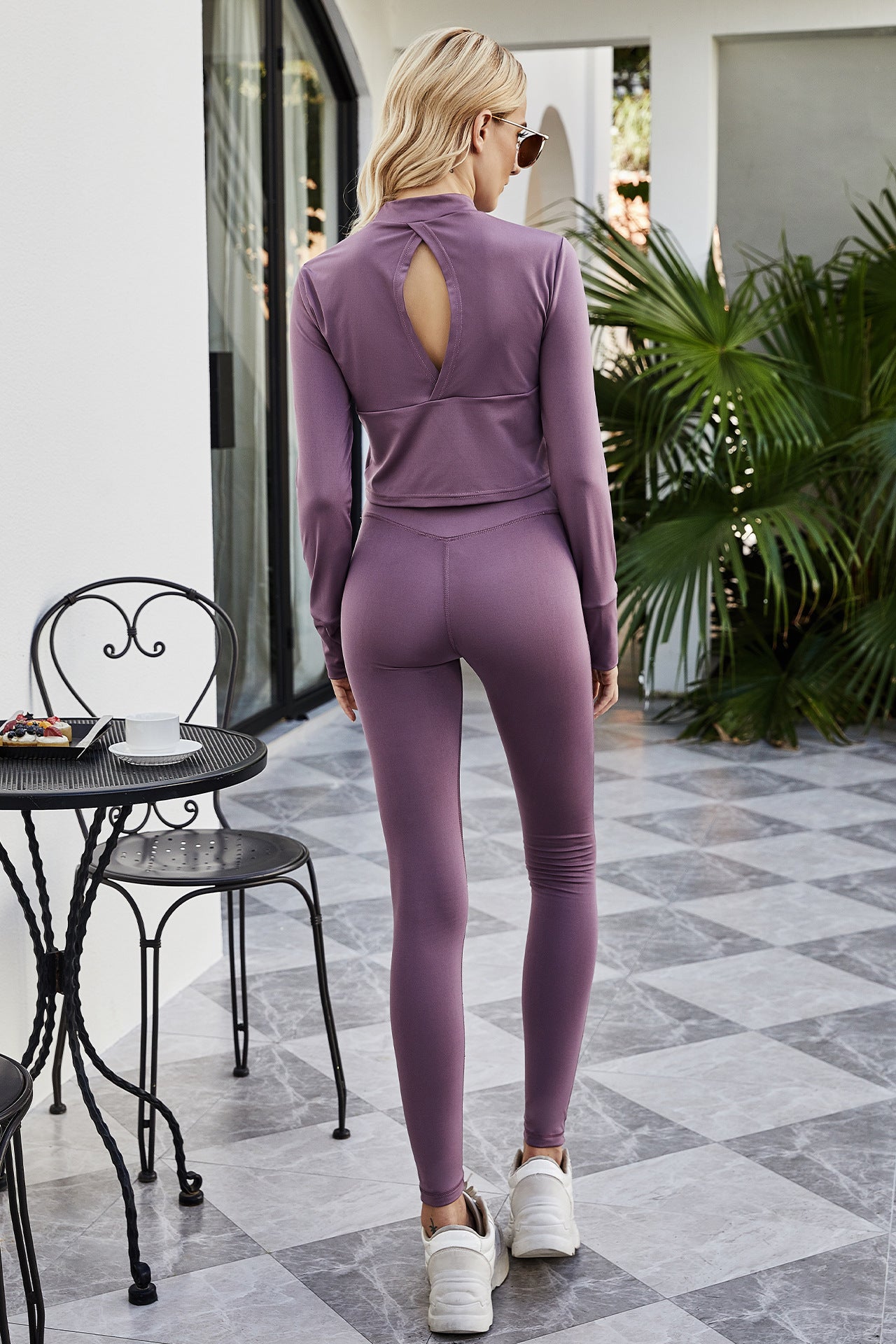 Cutout Spliced Turtleneck Yoga Top  Activewear- Doll Fits
