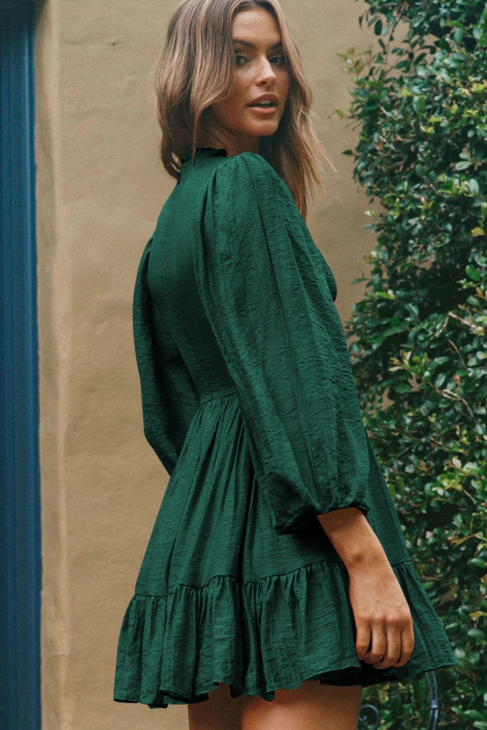 Smocked Balloon Sleeve Ruffle Hem Dress  Dresses- Doll Fits