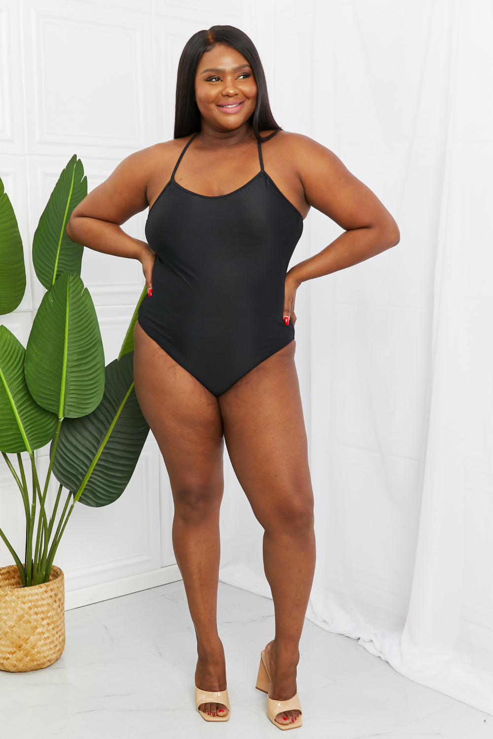 Marina West Swim High Tide One-Piece in Black  Swimwear- Doll Fits