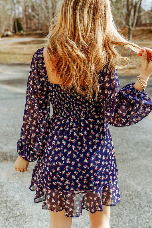 Printed Square Neck Ruffled Dress  Dresses- Doll Fits