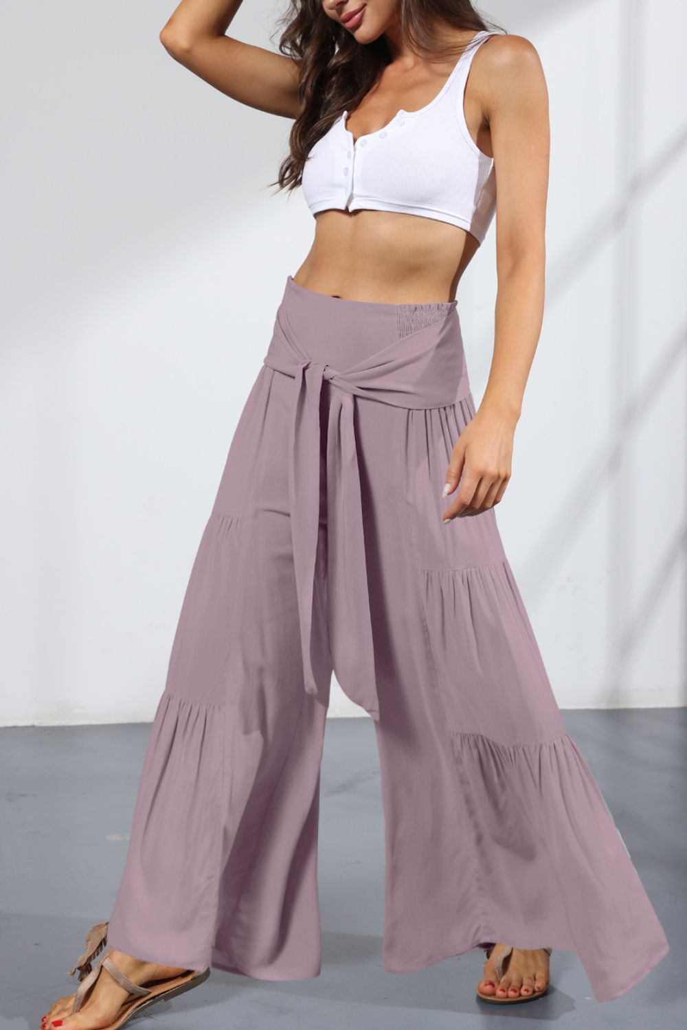 Tie Front Smocked Tiered Culottes  - Doll Fits