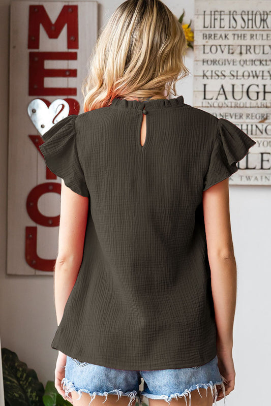 Textured Butterfly Sleeve Blouse  Shirts & Tops- Doll Fits