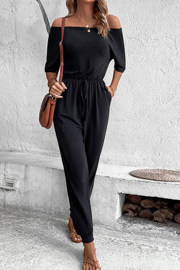Off-Shoulder Jumpsuit with Pockets  Jumpsuits & Rompers- Doll Fits