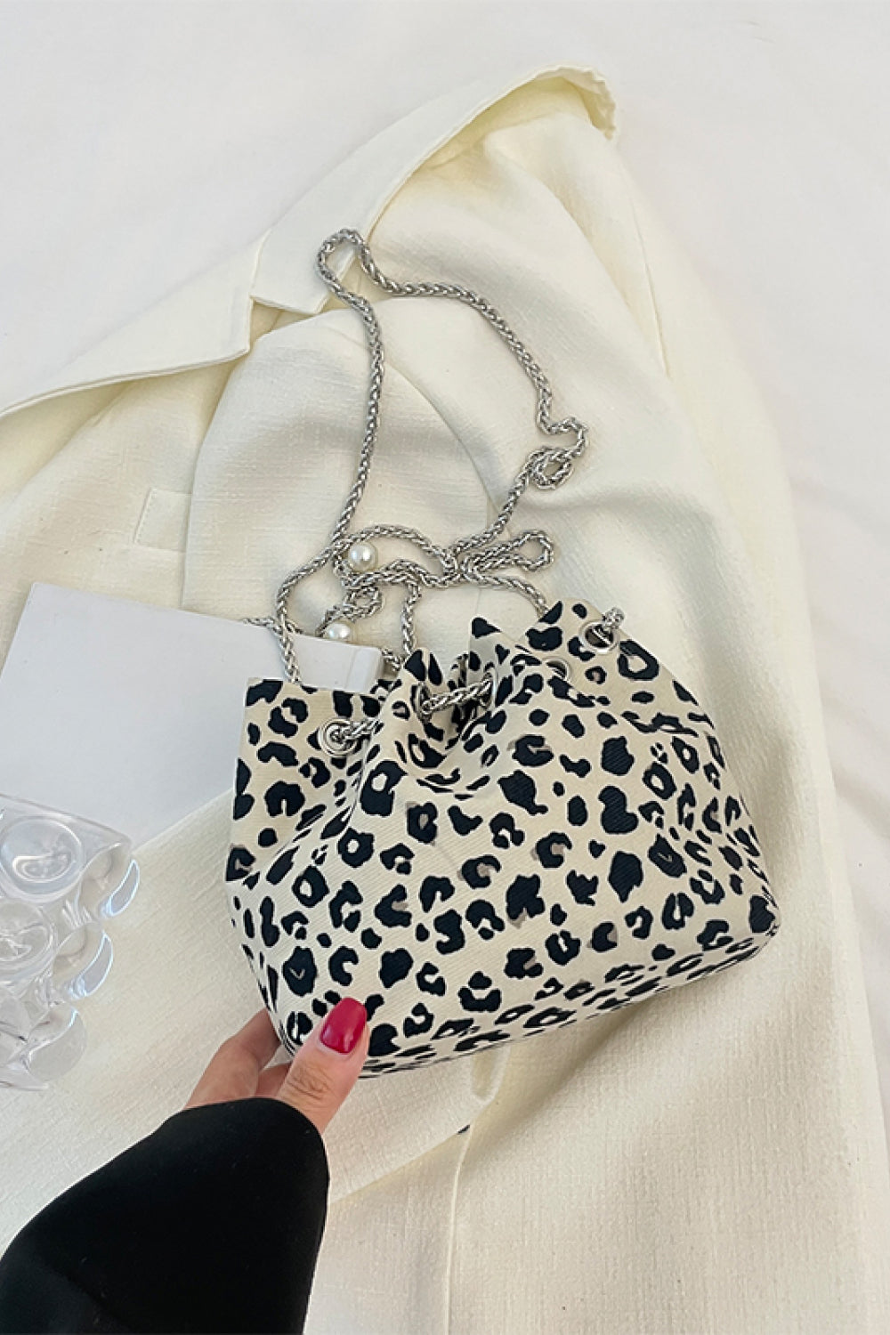 Animal Print Nylon Bucket Bag  - Doll Fits