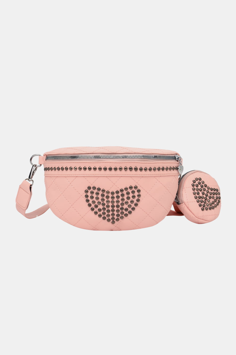 Studded PU Leather Sling Bag with Small Purse  - Doll Fits